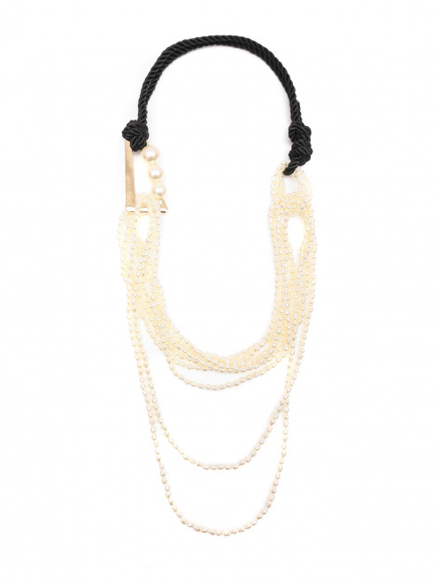 Многоярусное ожерелье из текстиля и жемчуга Marina Rinaldi - Общий вид