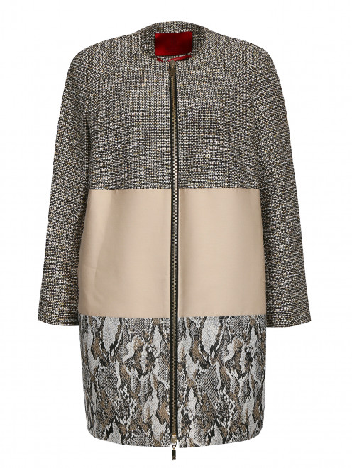 Пальто с боковыми карманами декорированное пайетками Moncler - Общий вид
