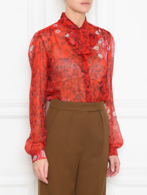 Блуза из шелка с цветочным узором Giambattista Valli - МодельВерхНиз