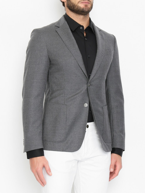 Пиджак из шерсти с накладными карманами Hugo Boss - МодельВерхНиз