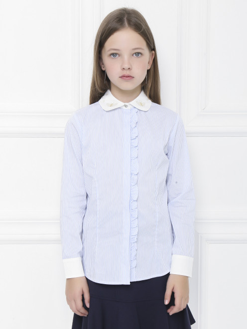 Рубашка в полоску с декоративным воротом Aletta Couture - МодельВерхНиз