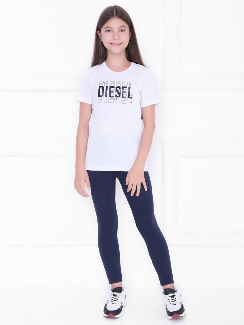 Хлопковая футболка с контрастным принтом Diesel - МодельОбщийВид