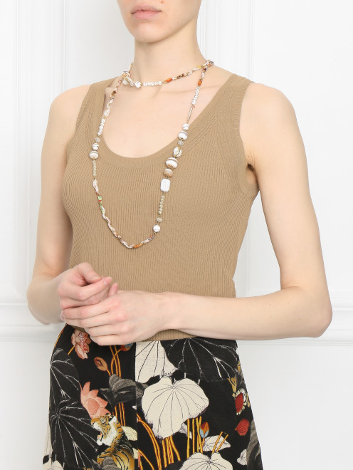 Ожерелье из камней и шелка с узором Etro - МодельВерхНиз