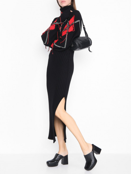 Трикотажное платье из смешанной шерсти с узором Sportmax - МодельОбщийВид