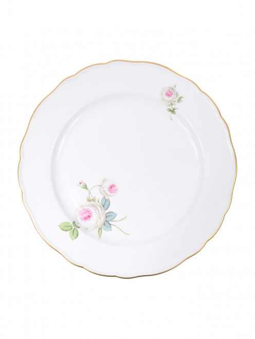 Тарелка сервировочная с цветочным узором и золотой окантовкой  Meissen - Общий вид