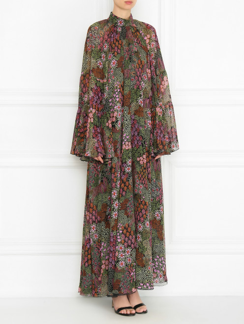 Платье из шелка с цветочным узором Giambattista Valli - МодельВерхНиз