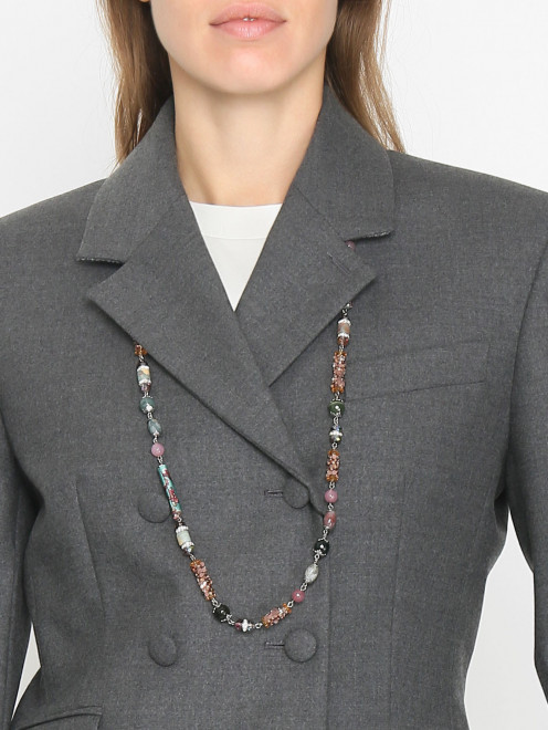 Ожерелье с натуральными камнями, декорированное кристаллами Etro - МодельОбщийВид