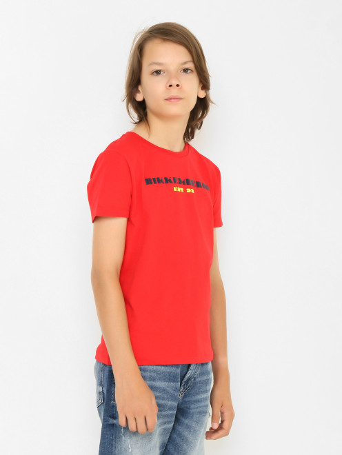 Хлопковая футболка с принтом Bikkembergs - МодельВерхНиз