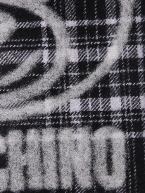 Шарф из шерсти в клетку с логотипом Moschino - Деталь