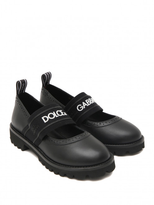 Кожаные туфли с перемычкой-резинкой Dolce & Gabbana - Общий вид
