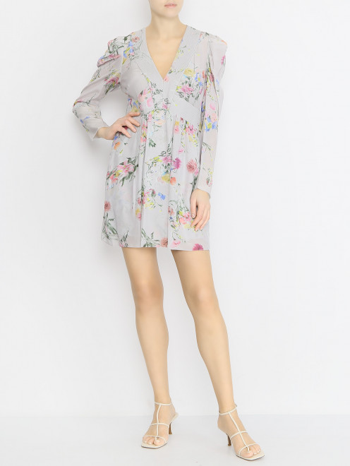 Платье-мини из шелка с цветочным узором Dorothee Schumacher - МодельОбщийВид