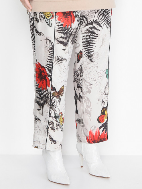 Атласные брюки с цветочным узором Marina Rinaldi - МодельВерхНиз