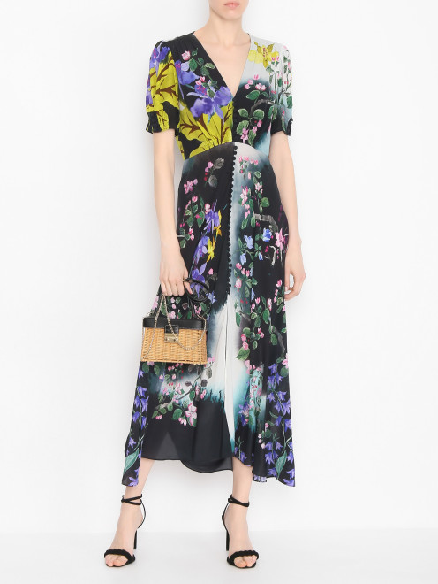 Платье из шелка с цветочным узором Saloni - МодельОбщийВид