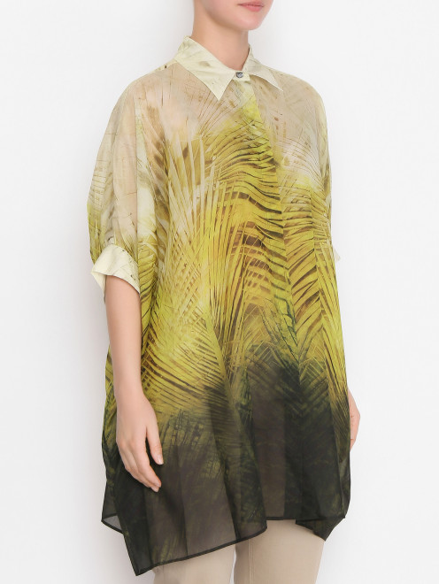 Блуза из хлопка и шелка с узором Marina Rinaldi - МодельВерхНиз