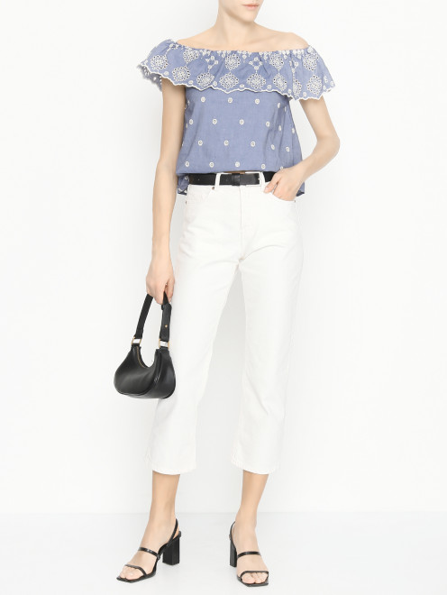 Блуза из хлопка и льна с вышивкой Max&Co - МодельОбщийВид