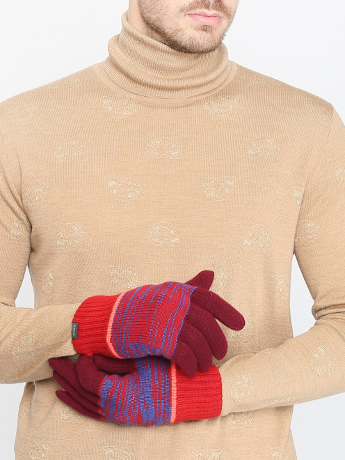 Трикотажные перчатки из шерсти с узором Paul Smith - МодельОбщийВид