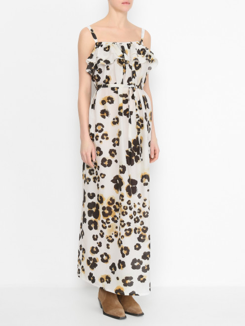 Платье из хлопка и шелка с узором Moschino Boutique - МодельВерхНиз