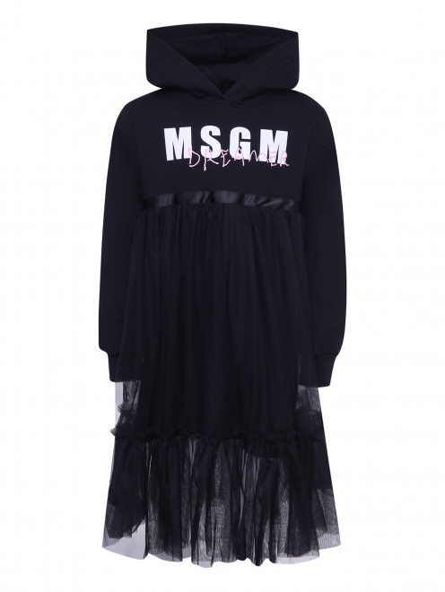 Платье с длинным рукавом и сеткой MSGM - Общий вид