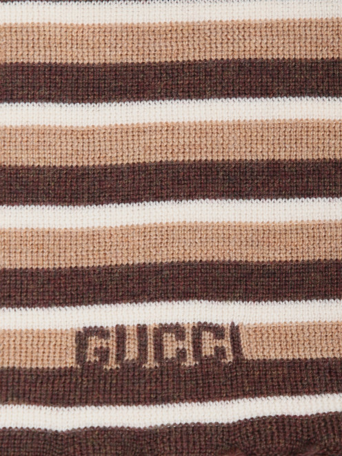 Шерстяной шарф с бахромой и узором Gucci - Деталь