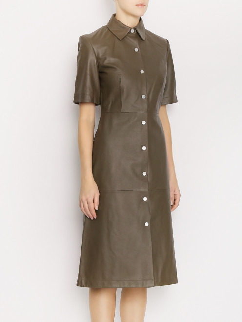 Платье-миди из гладкой кожи с короткими рукавами Paul Smith - МодельВерхНиз