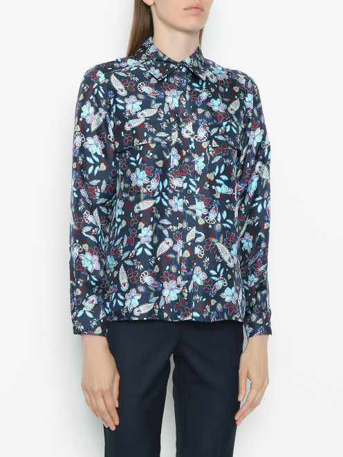 Рубашка из шелка с карманами и узором Max&Co - МодельВерхНиз