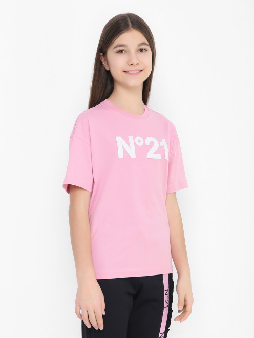 Хлопковая футболка с аппликацией N21 - МодельВерхНиз