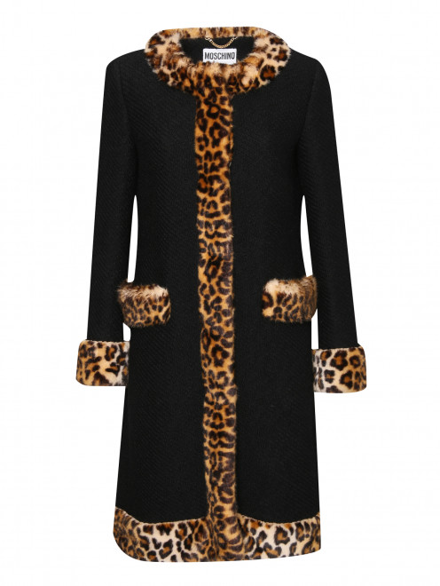 Пальто из шерсти с контрастной отделкой Moschino - Общий вид
