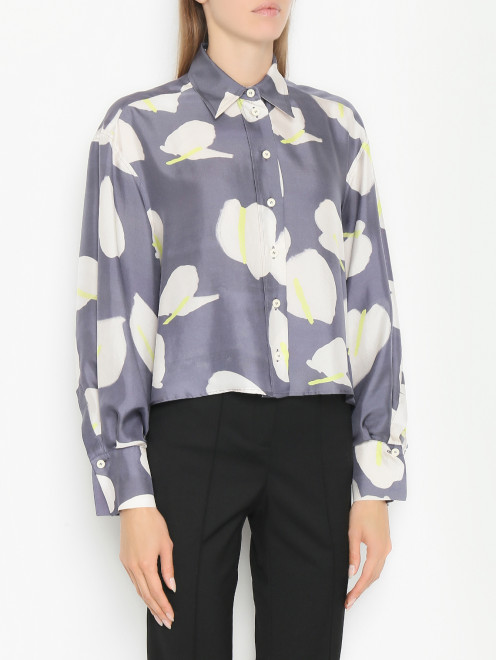 Блуза из шелка с цветочным узором Alysi - МодельВерхНиз